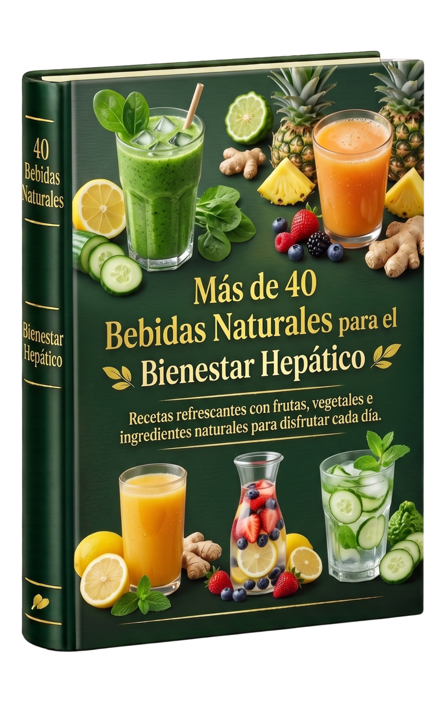 Mockup 3D de la guía Más de 40 Bebidas Naturales para un Hígado Saludable