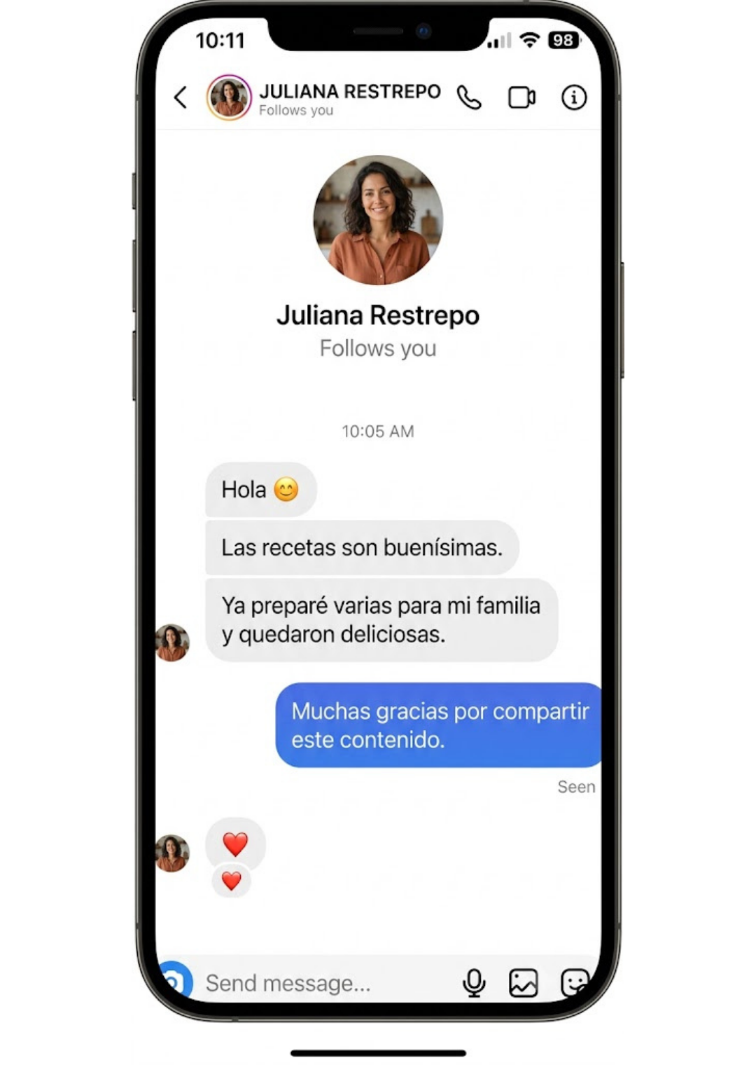 Valoración por Instagram: “Las recetas son buenísimas”